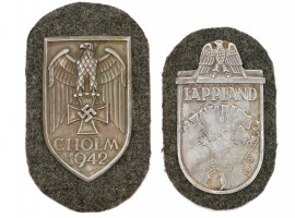 WWII GERMAN MILITARY CHOLM AND LAPLAND SHIELDS