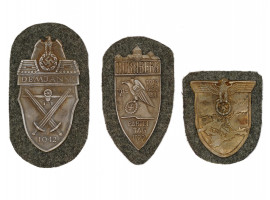 WORLD WAR II NAZI GERMAN MILITARY SHIELDS 3 PCS