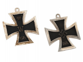 WWI AND WWII NAZI GERMAN GRAND IRON CROSSES SET