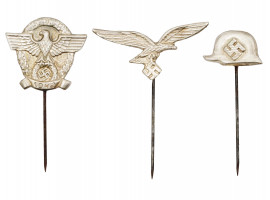 WORLD WAR II NAZI GERMAN LAPEL STICK PINS 8 PCS