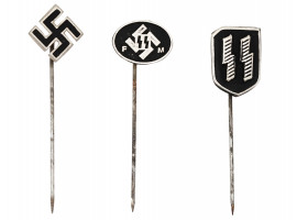 WORLD WAR II NAZI GERMAN LAPEL STICK PINS 8 PCS