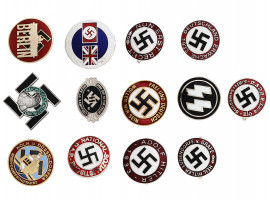 GROUP OF WWII NAZI GERMAN ENAMEL NSDAP PIN BADGES