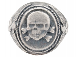 WWII NAZI GERMAN WAFFEN SS TOTENKOPF SILVER RING