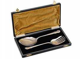 NAZI GERMAN SILVER HITLER SERVING FORK SPOON SET