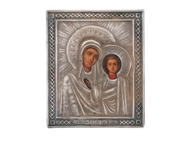 RUSSIAN ICON KAZAN MOTHER OF GOD IN SILVER OKLAD