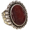 19TH PERSIAN CARVED CARNELIAN STONE INTAGLIO RING PIC-0