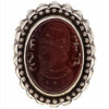19TH PERSIAN CARVED CARNELIAN STONE INTAGLIO RING PIC-1