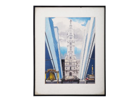 RUSSIAN PHILADELPHIA CITY HALL PAINTING SIGNED