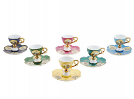 ROYAL VIENNA PORCELAIN ESPRESSO CUPS WITH SAUCERS