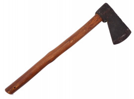 LATE 18TH C HAND-FORGED AXE WITH ORIGINAL HANDLE