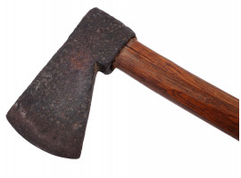 LATE 18TH C HAND-FORGED AXE WITH ORIGINAL HANDLE