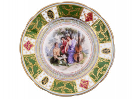 ANTIQUE VIENNA AUSTRIA PORCELAIN PLATE WITH MUSES