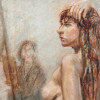 MID CENTURY FEMALE NUDE PASTEL PAINTING SIGNED PIC-1