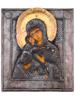 RUSSIAN ICON VIRGIN OF VLADIMIR IN SILVER OKLAD PIC-0