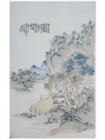 CHINESE LANDSCAPE PAINTING ON PORCELAIN PLAQUE