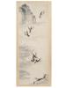 ANTIQUE CHINESE BIRDS WATERCOLOR PAINTING SCROLL PIC-0