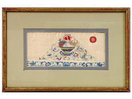 CHINESE EMBROIDERED WATERCOLOR PAINTING ON SILK