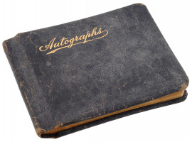 ANTIQUE AMERICAN AUTOGRAPH ALBUM WITH PHOTOGRAPH