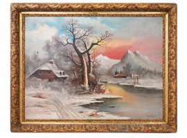 RUSSIAN LANDSCAPE OIL PAINTING BY JULIUS V KLEVER