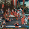 CHINESE QING REVERSE GLASS PAINTING COURT SCENE PIC-1