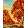FRAMED AMBER AND SAND AUTUMN LANDSCAPE PAINTINGS PIC-4