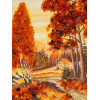 FRAMED AMBER AND SAND AUTUMN LANDSCAPE PAINTINGS PIC-5