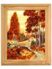 FRAMED AMBER AND SAND AUTUMN LANDSCAPE PAINTINGS PIC-3