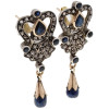 ANTIQUE ENGLISH GOLD DIAMOND SAPPHIRE EARRINGS PIC-1