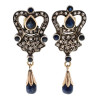 ANTIQUE ENGLISH GOLD DIAMOND SAPPHIRE EARRINGS PIC-2