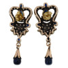 ANTIQUE ENGLISH GOLD DIAMOND SAPPHIRE EARRINGS PIC-3