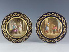 ANTIQUE FRENCH SEVRES PORCELAIN CABINET PLATES