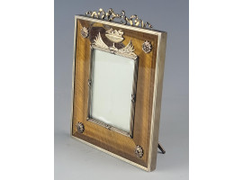ANTIQUE RUSSIAN SILVER TIGER EYE PICTURE FRAME