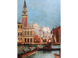 ANTIQUE OIL PAINTING VIEW OF VENETIAN GRAND CANAL