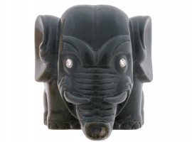 RUSSIAN FABERGE HAND CARVED JADE ELEPHANT FIGURE