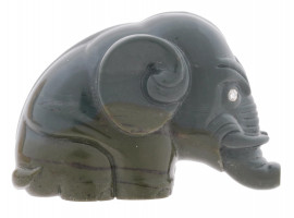 RUSSIAN FABERGE HAND CARVED JADE ELEPHANT FIGURE