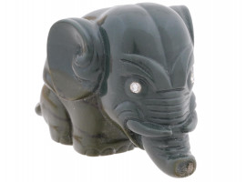 RUSSIAN FABERGE HAND CARVED JADE ELEPHANT FIGURE