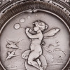 ANTIQUE RUSSIAN SILVER CHASED ASHTRAY WITH CUPID PIC-3