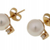 PAIR OF 14K GOLD, PEARL AND DIAMONDS EARRINGS PIC-4