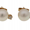 PAIR OF 14K GOLD, PEARL AND DIAMONDS EARRINGS PIC-2