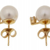 PAIR OF 14K GOLD, PEARL AND DIAMONDS EARRINGS PIC-3