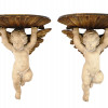 ITALIAN GILT CARVED WOOD WALL BRACKETS WITH PUTTI PIC-0