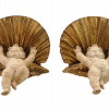 ITALIAN GILT CARVED WOOD WALL BRACKETS WITH PUTTI PIC-3
