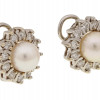 18K WHITE GOLD, PEARL AND DIAMONDS EARRINGS PIC-0