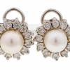 18K WHITE GOLD, PEARL AND DIAMONDS EARRINGS PIC-1