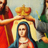 ANTIQUE ORTHODOX ICON CORONATION OF THE VIRGIN PIC-3