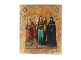 RUSSIAN ICON OF MICHAEL THE ARCHANGEL WITH SAINTS