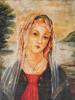 ANTIQUE OIL PAINTING OF MADONNA AFTER BOTTICELLI PIC-1