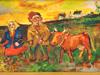 RUSSIAN ORANGE COW OIL PAINTING BY DAVID BURLIUK PIC-1