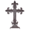 VINTAGE CHRISTIAN IRON CAST FLEUR DE LIS CROSS PIC-1