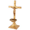 ANTIQUE BRASS JESUS CHRIST CRUCIFIX CROSS STAND PIC-0